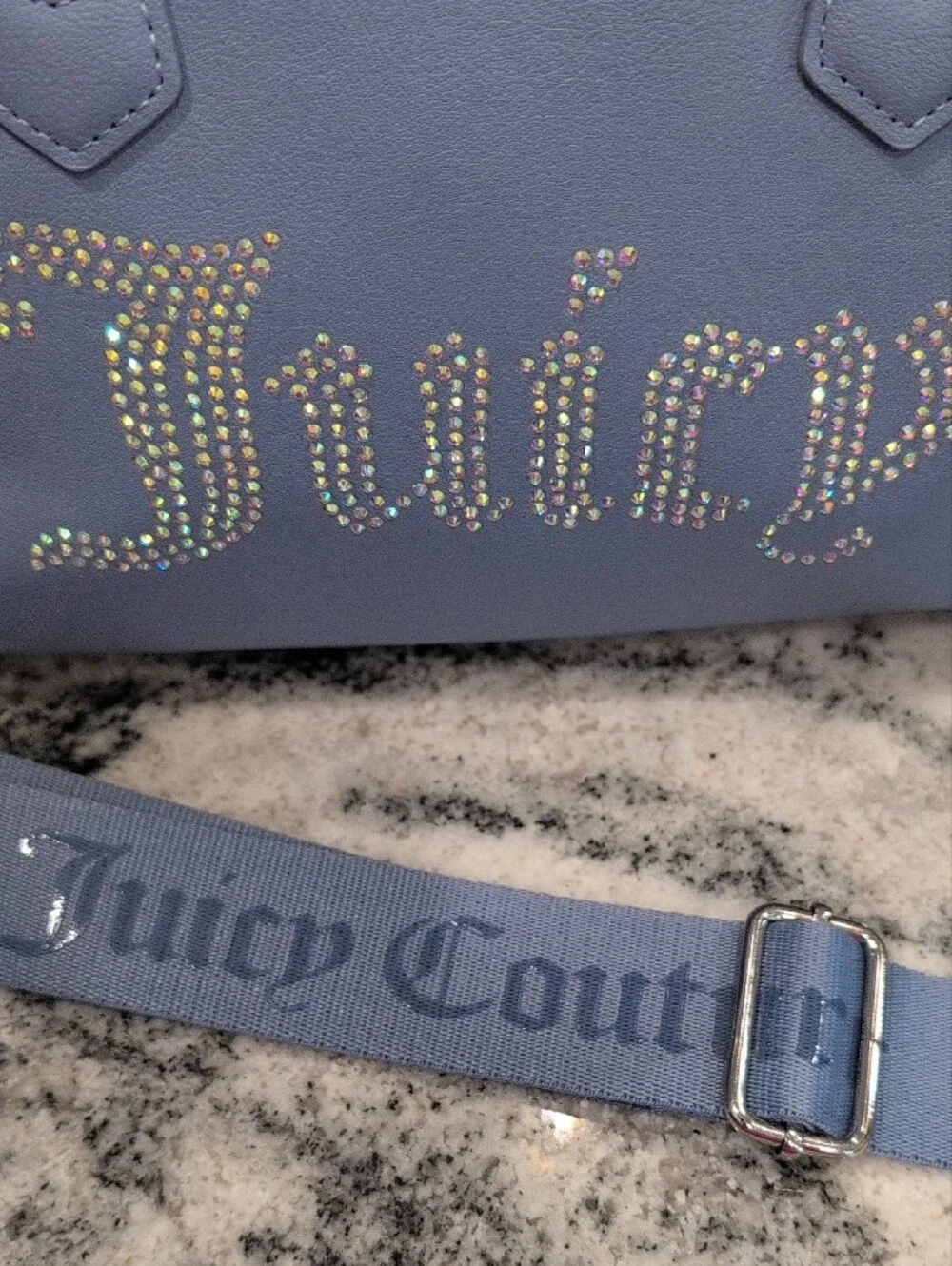 Juicy Couture Periwinkle Rhinestone Logo Satchel
